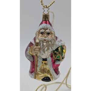 Vintage West German Glass Santa Ornament Hand-Blown, Hand-Painted – 1970s–1980s